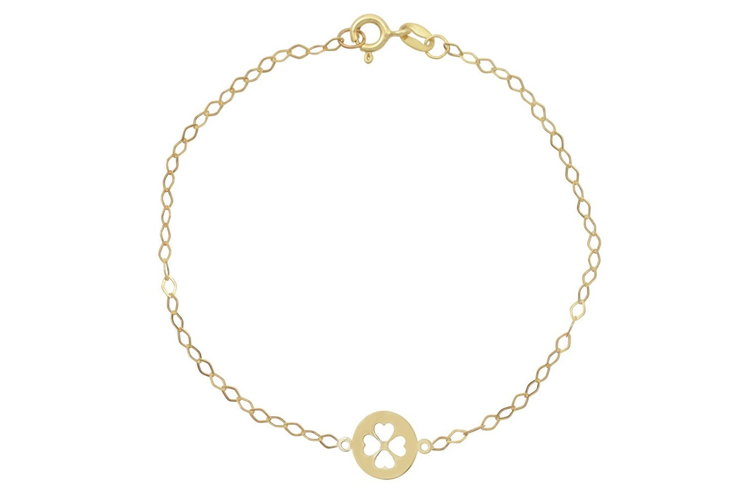 Armband klaver 4 goud, gouden klavertje vier,Gouden dames armband, dames armband,14 karaat armband dames, armband klaver vier voor dames, sierlijke gouden armband