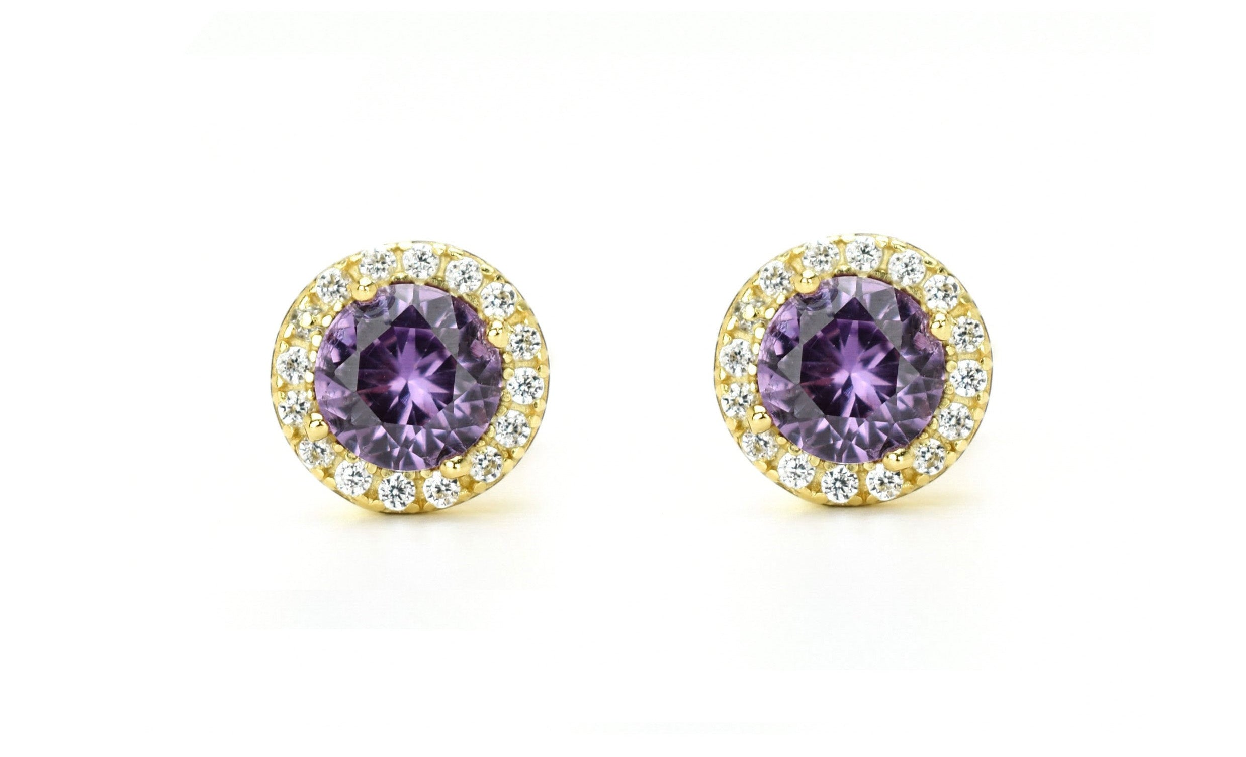 Alexandriet oorbellen, gouden alexandriet sieraden, paarse oorbellen, zilveren ronde alexandriet oorbellen, natuurstenen oorbellen, birhstone oorbellen, rosegouden oorsieraden, bemy jewels, verona, oorbellen geboortesteen, juni geboortesteen, oorknoppen alexandriet