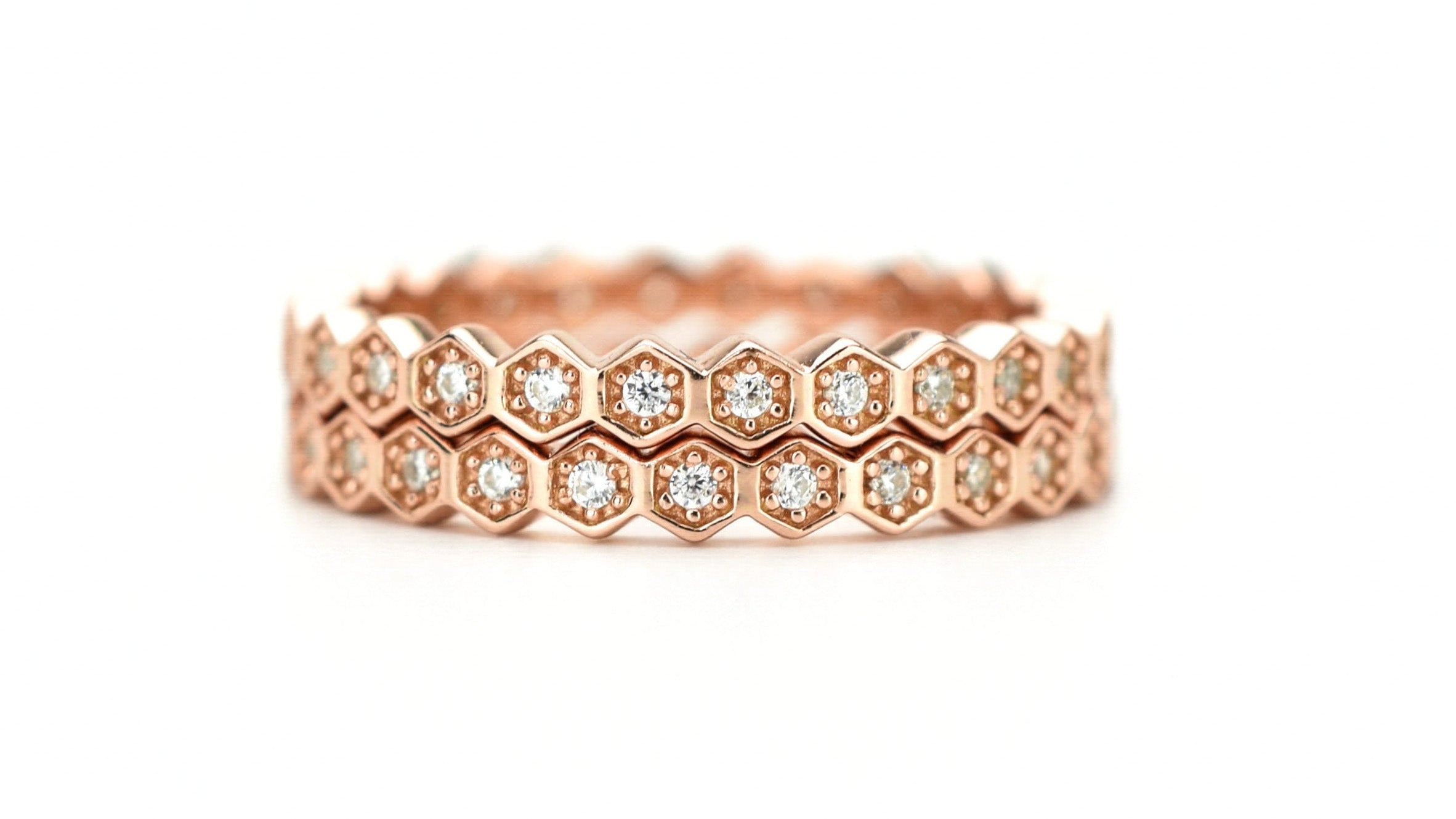 honingraat ring set, ringenset zilver, stapel ringen, aanschuifring zilver, honeycomb ring goud, aanschuifring rosegoud, unieke ringen