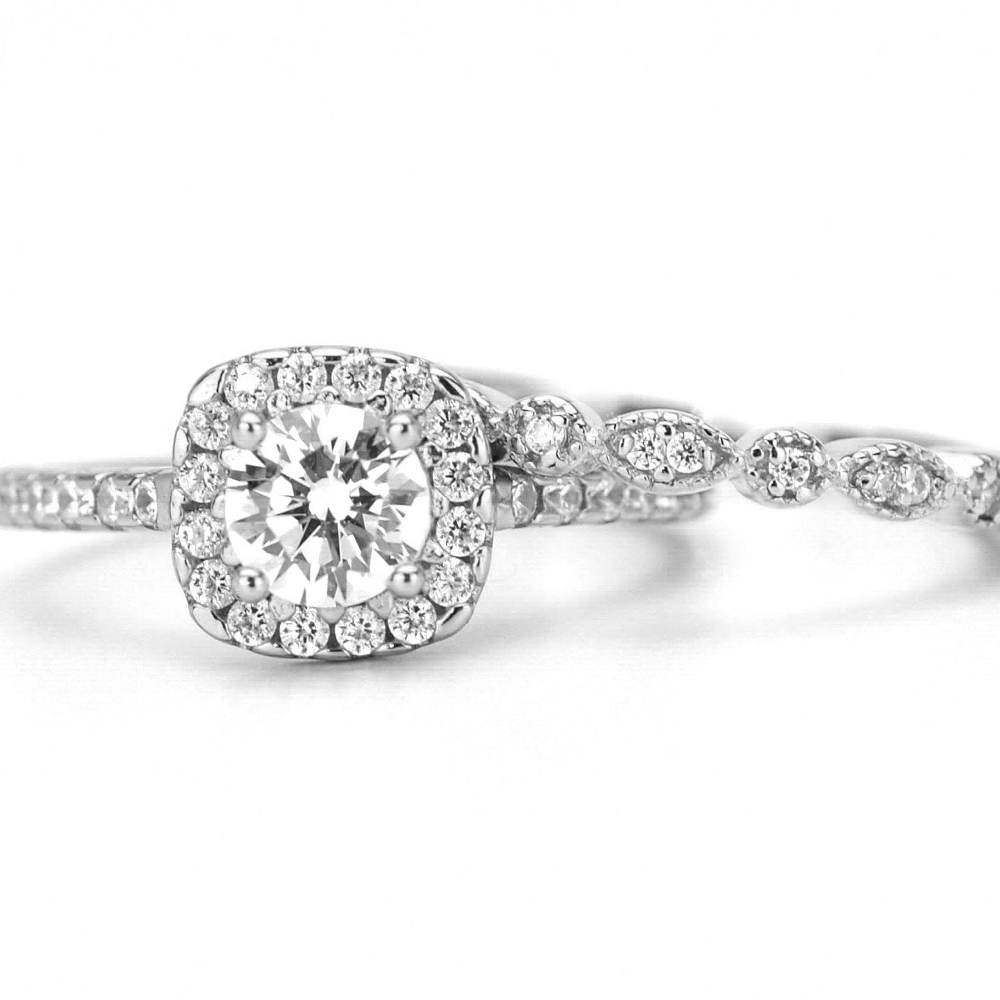 Ringset, Verlovingsring, trouwring, Halo ring, Zilveren ring, Gouden ringset, Solitaire ring, vriendschapsring, promise ring, Rose Gouden Ring, Art deco Ring