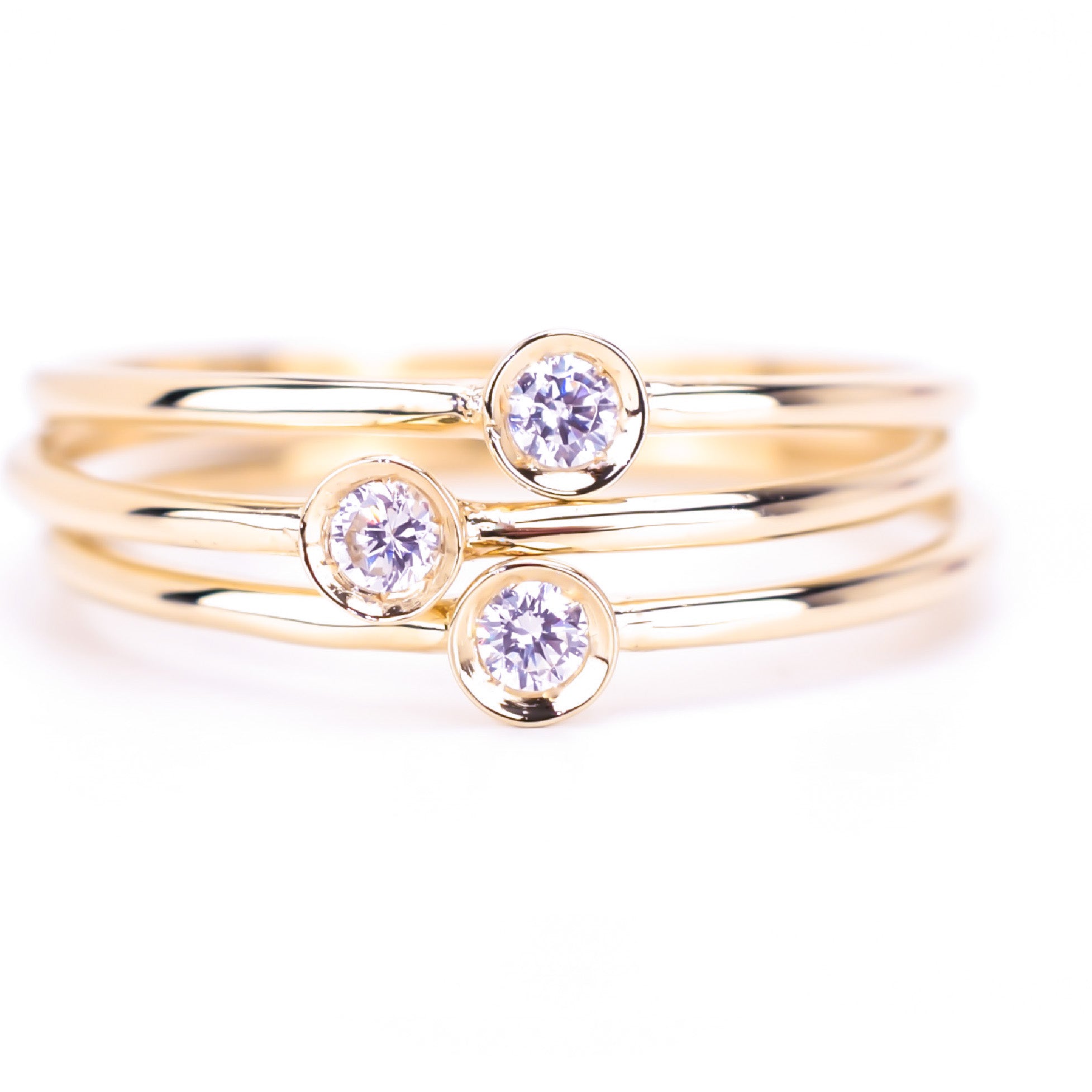 Drie Aanshuifringen 14K Goud Petite Trois Set VerOna