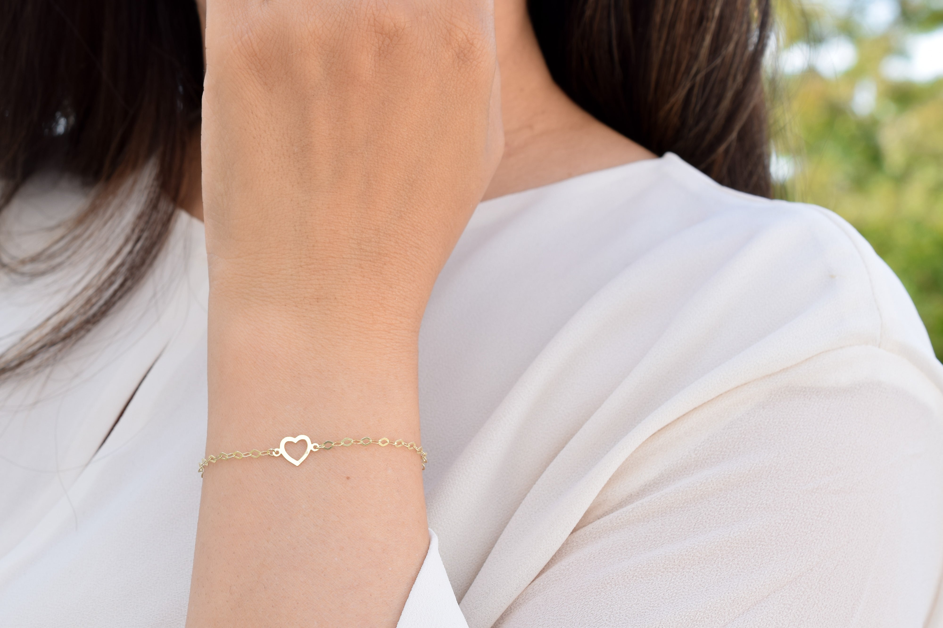 gouden armband, mooie dames armband, hartje armband goud, gouden armband met hartje, armband 14 karaat goud met hart, schakelarmband met hartje, bedel armband goud, 14k gouden dames armband met hartje, moeder kind gouden armband