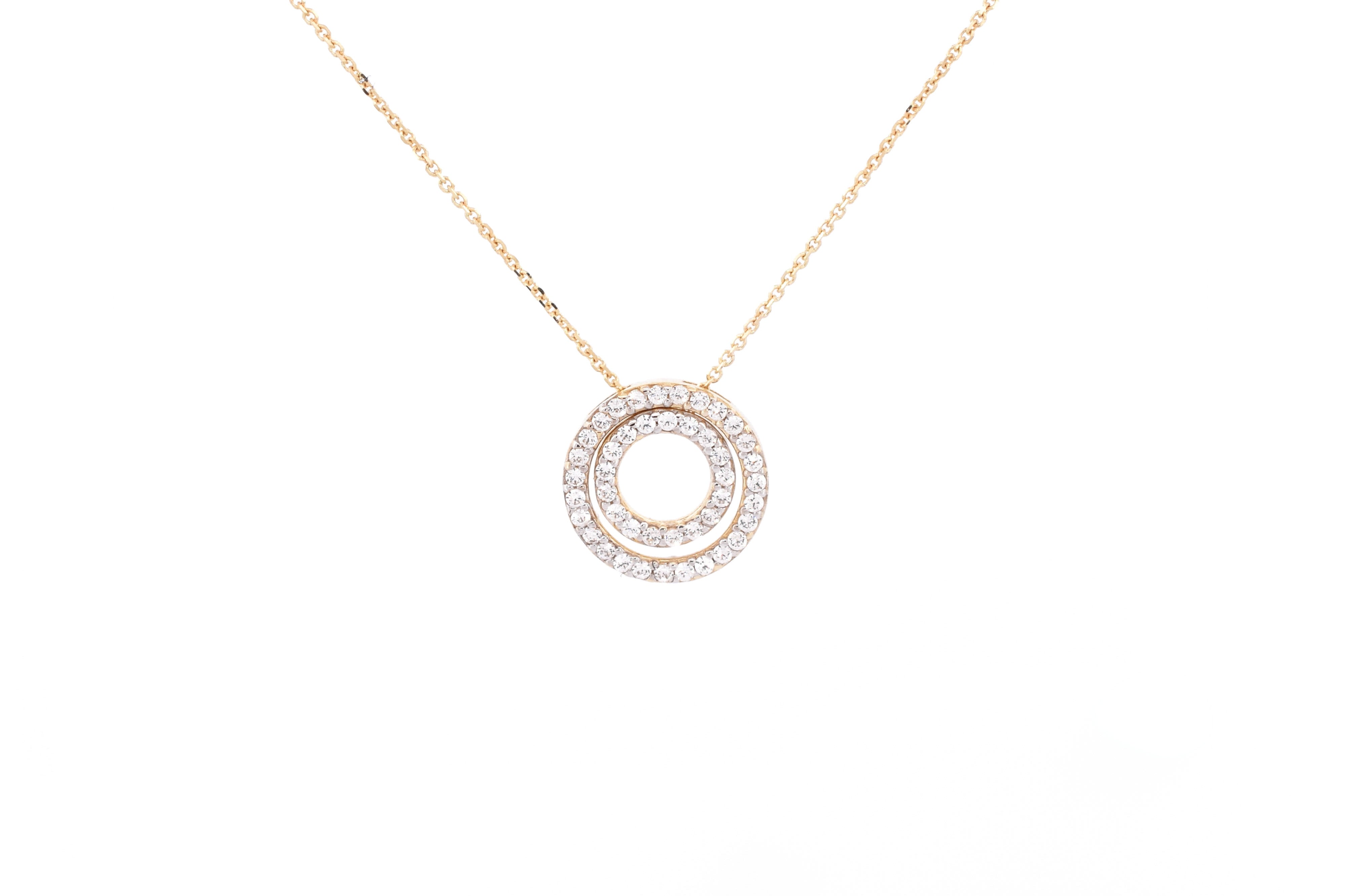 ketting goud, gouden ketting met hanger, 14k ketting met rondjes, rondjes ketting met stenen