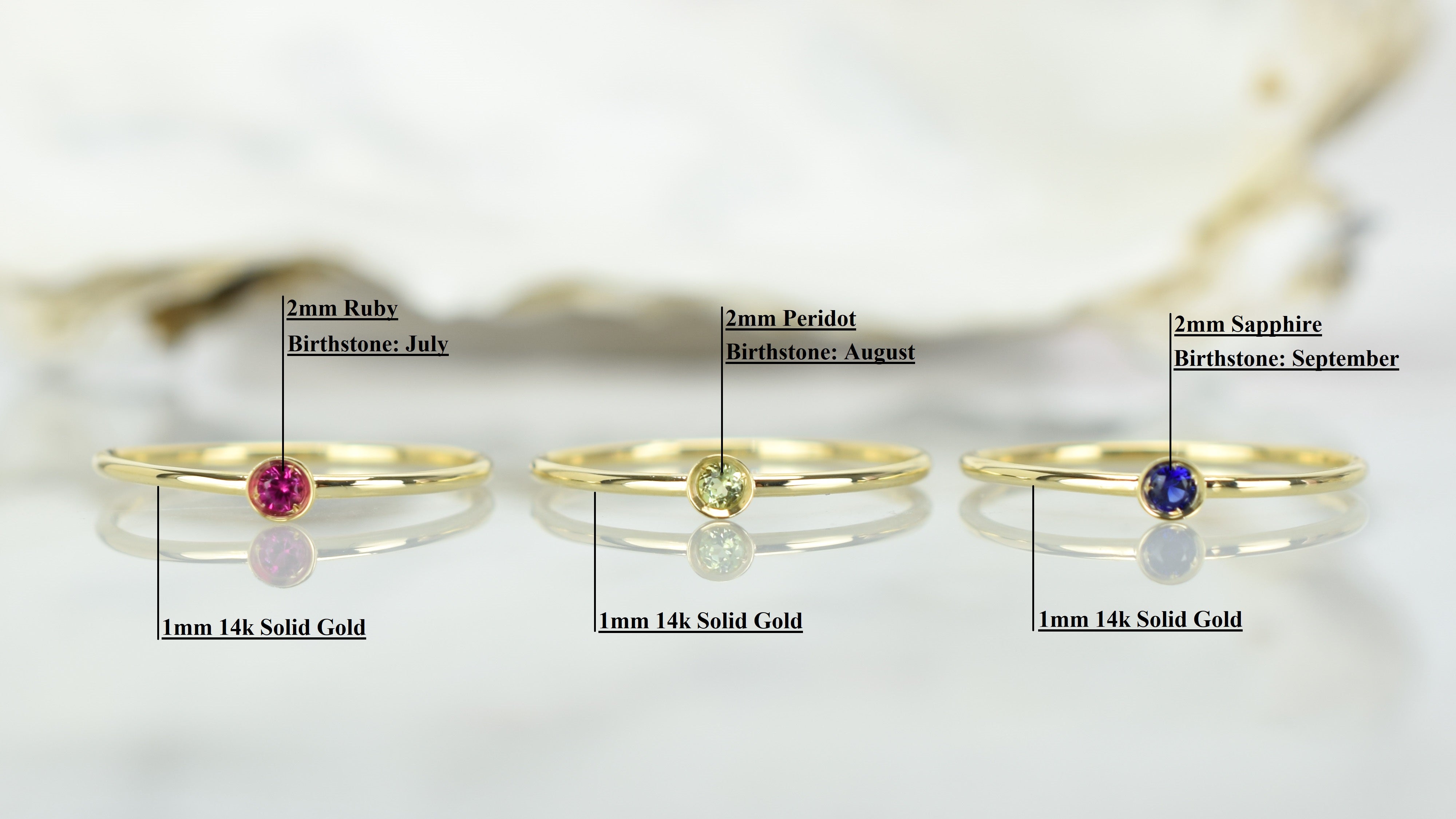 Ring saffier goud, aanschuifring saffier, 14k ring saffier