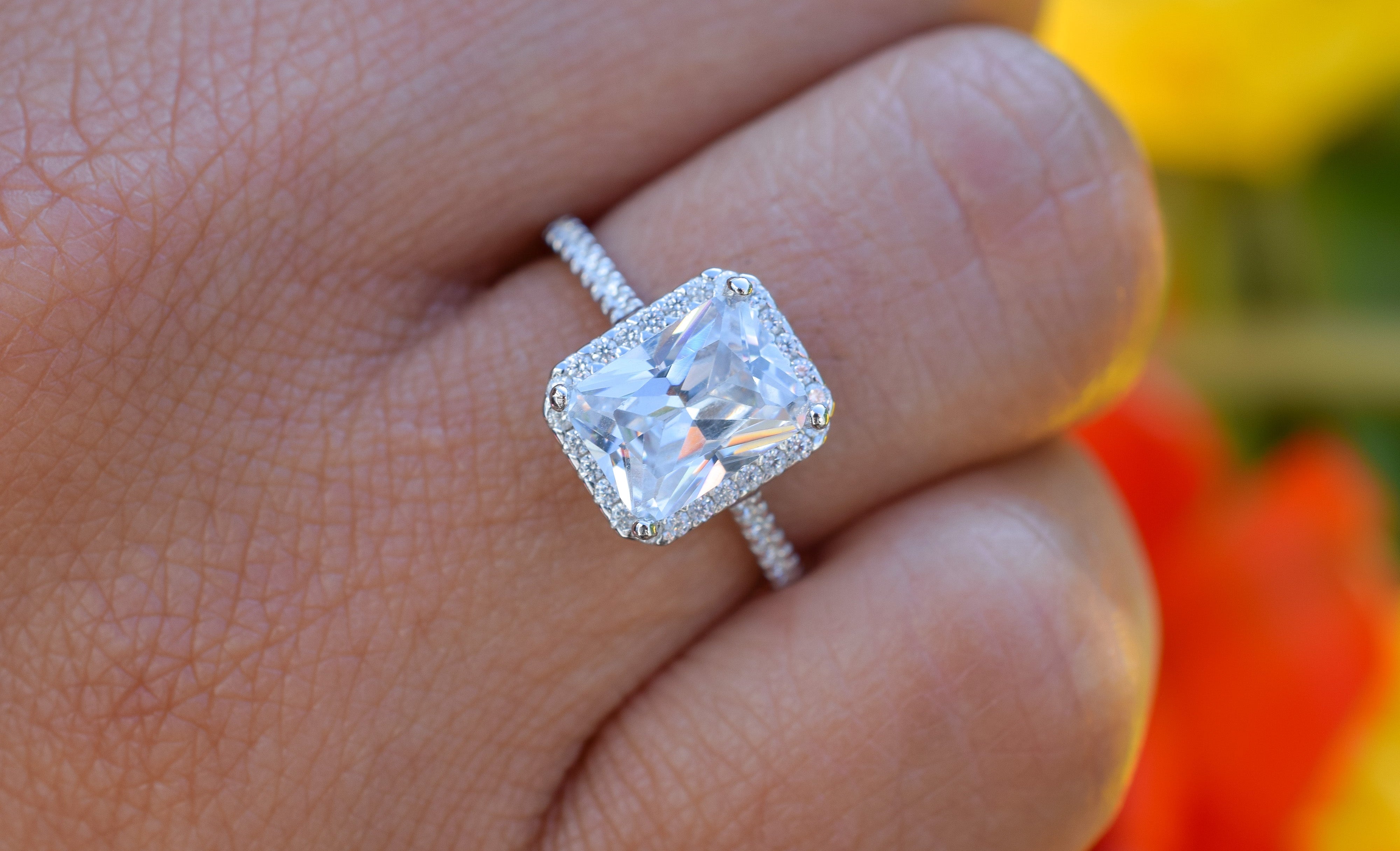 Vierkante ring zilver, zilveren vierkante ring, gouden vierkante ring, verlovingsring zilver, prinses ring zilver, ring met stenen, vierkante prinses ring