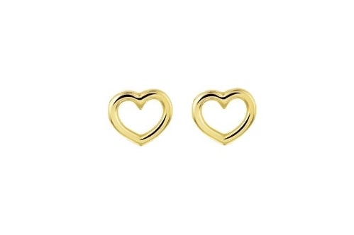 Gouden hart oorknoppen, 14 karaat oorbellen, oorbellen open hartjes, 14k kleine hartjes oorknoppen goud, oorbellen gouden voor dames, kinder gouden oorbellen hartjes 