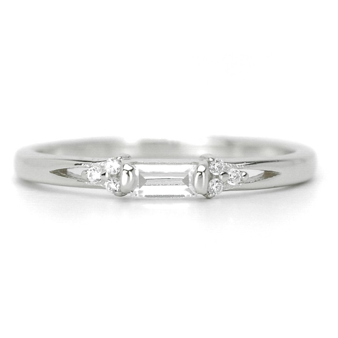 baquette ring, gouden ring voor dames, baquette ring rosegoud, ring met stenen zilver, verlovingsring voor dames, subtiele ring met stenen