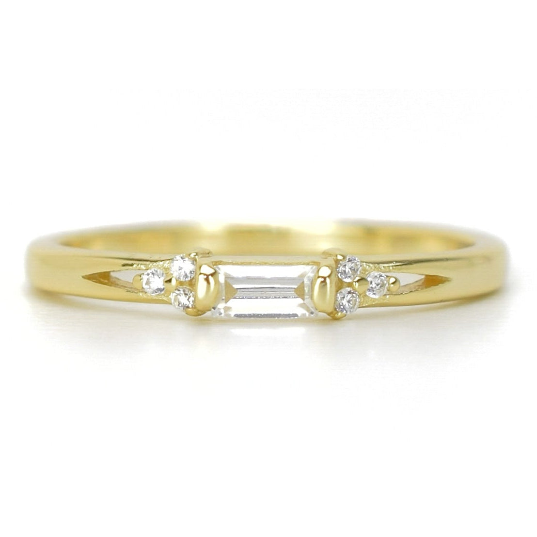 baquette ring, gouden ring voor dames, baquette ring rosegoud, ring met stenen zilver, verlovingsring voor dames, subtiele ring met stenen