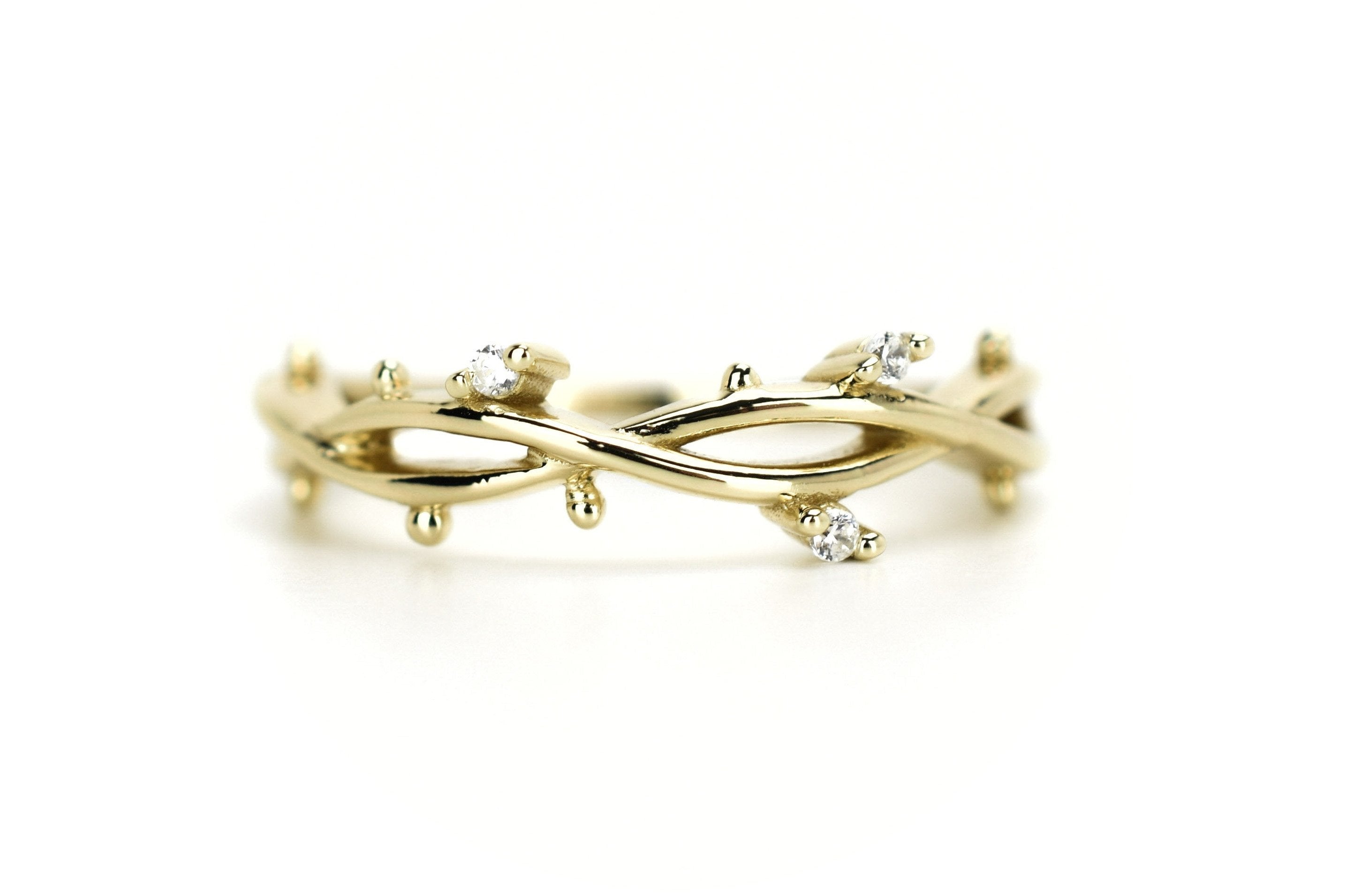gouden bloemen ring, ring met blaadjes, ring met stenen, verlovingsring, rosegoud ring, zilveren verlovingsring